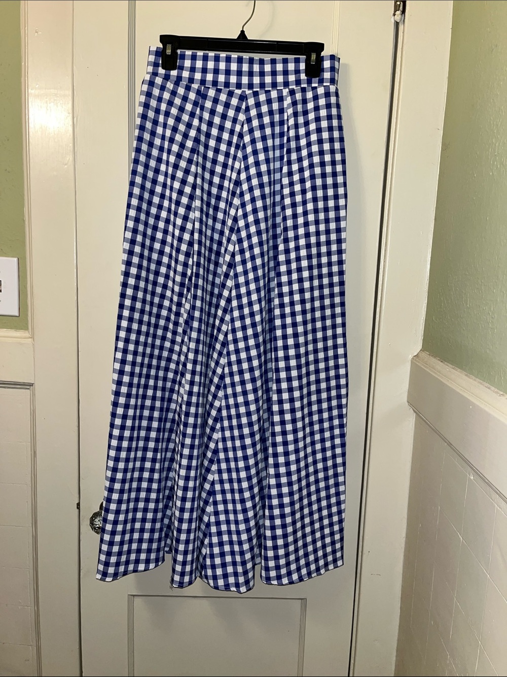 Blue and White Gingham Women's A-Line Skirt